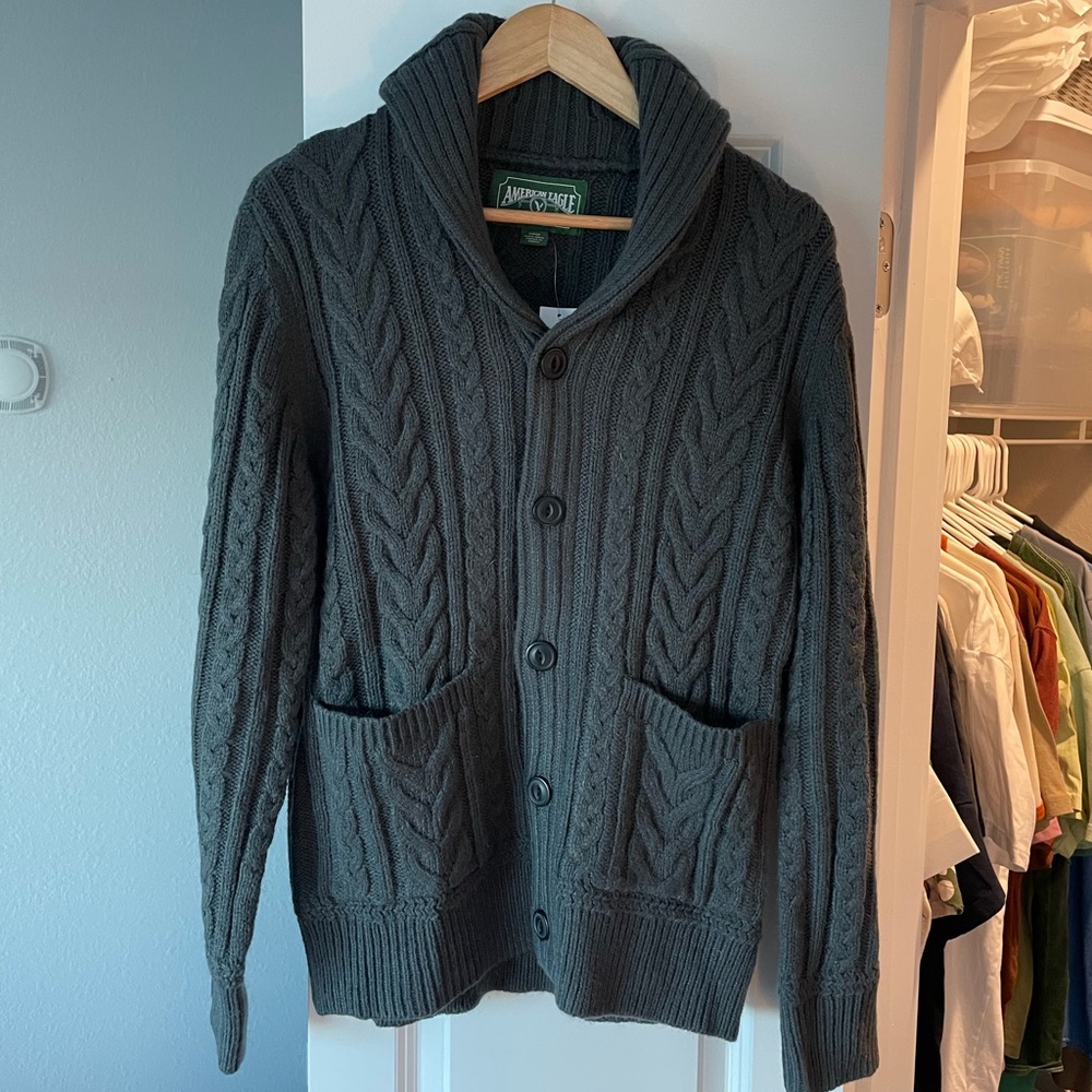 American Eagle Cable-Knit Cardigan Sweater